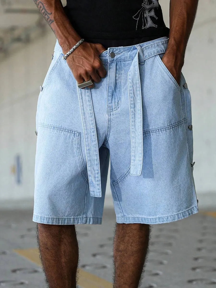 Oversize Button Baggy Jean Short